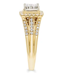 Macy's Diamond Multi Princess Halo Ring (1/2 ct. t.w.) in 14k Two-Tone Gold