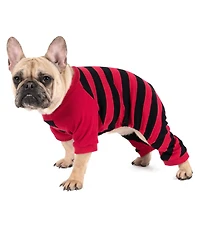Leveret Dog Cotton Pajama Striped Red and Black