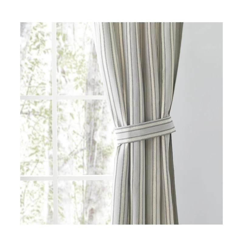 Ellis Curtain Springfield Stripe Tailored 3" Rod Pocket Curtain Panel Pair with Ties 82" x 84