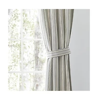 Ellis Curtain Springfield Stripe Tailored 3" Rod Pocket Curtain Panel Pair with Ties 82" x 84