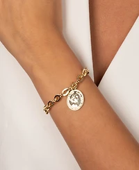 by Adina Eden Vintage Gold Plated Coin Box Link Chain Bracelet