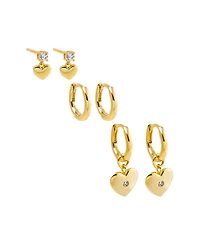 by Adina Eden A Touch Of Hearts Gold Plated Earring Combo Set