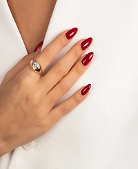 by Adina Eden Cubic Zirconia Gold Plated Oval Bezel Signet Ring