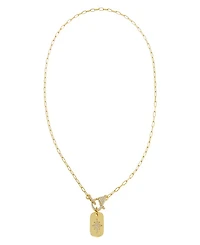 by Adina Eden Pave Starburst Gold Plated Dog Tag Toggle Necklace