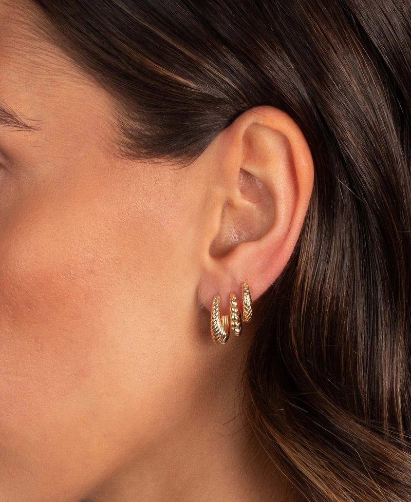 by Adina Eden All The Solids Gold Plated Huggie Earring Combo Set