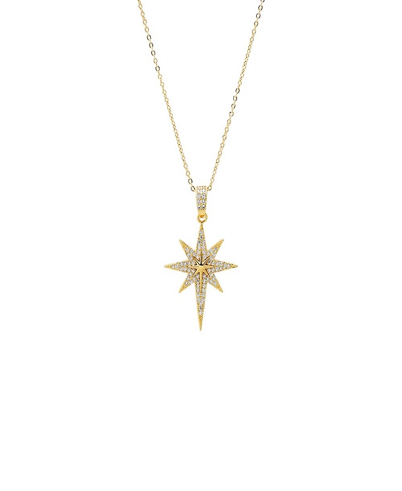by Adina Eden Pave Elongated Gold Plated Starburst Pendant Necklace