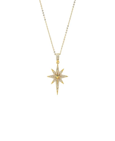 by Adina Eden Pave Elongated Gold Plated Starburst Pendant Necklace