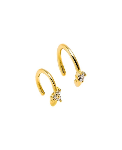 by Adina Eden Cubic Zirconia Multi Shape Gold Plated Ear Cuff Combo Set
