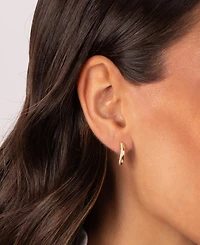 by Adina Eden Solid, Pave Gold Plated Swirled Huggie Earrings