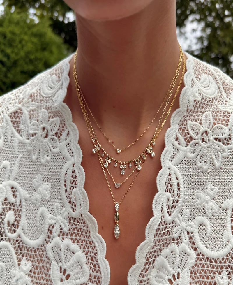 by Adina Eden Multi Cubic Zirconia Bezel Accented Link Necklace