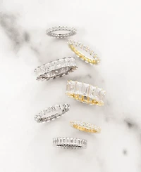 by Adina Eden Rhodium Plated Princess Cut Eternity Band Ring