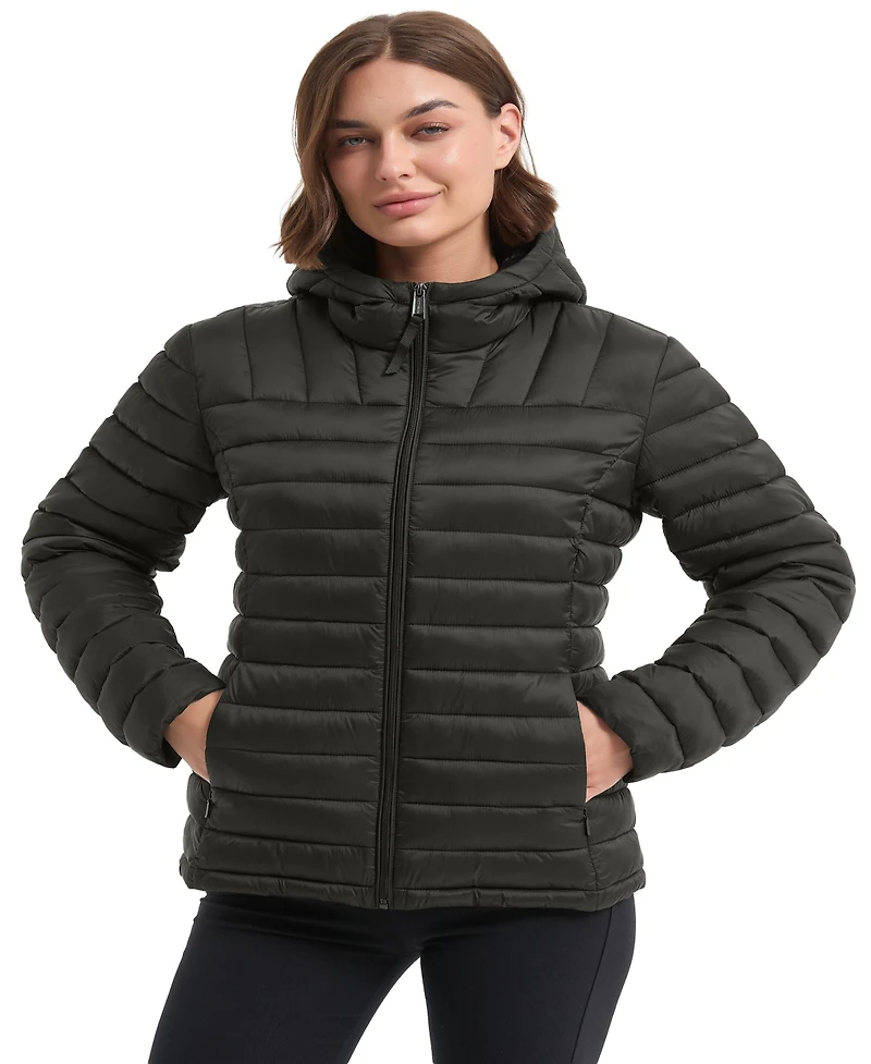 Hawke & Co. Women's Packable Quilted Hooded Puffer Jacket