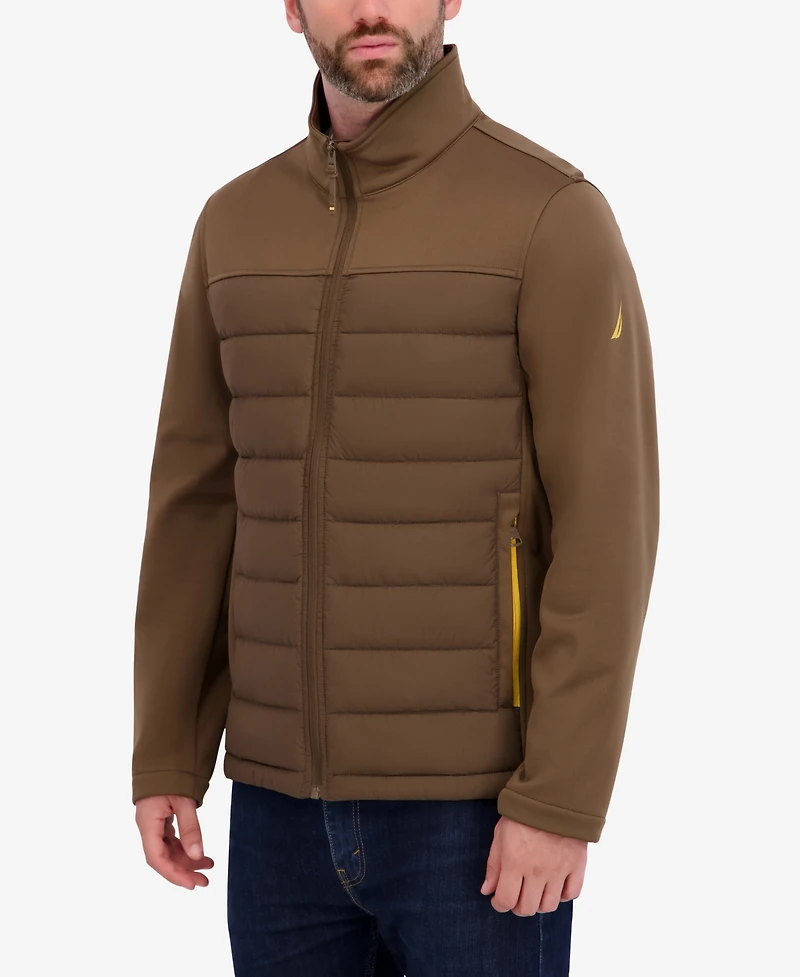 Nautica Men's Transitional Mixed Media Zip Front Jacket