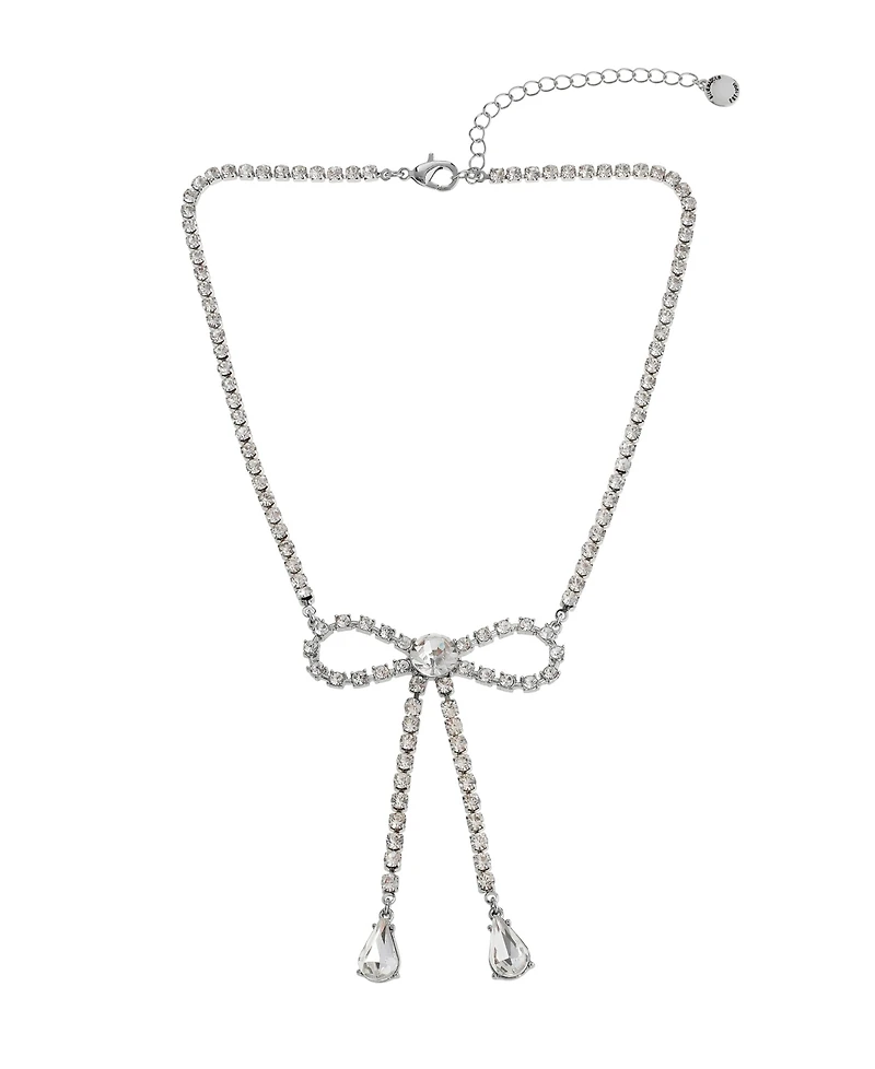 Steve Madden Faux Stone Rhinestone Bow Statement Necklace