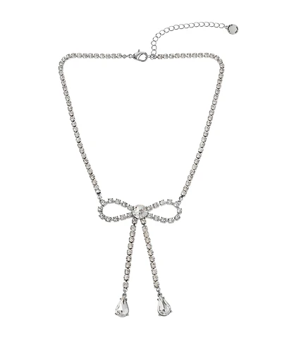 Steve Madden Faux Stone Rhinestone Bow Statement Necklace