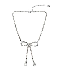 Steve Madden Faux Stone Rhinestone Bow Statement Necklace