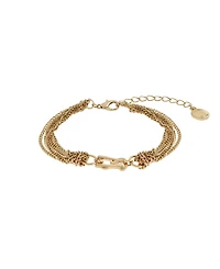 Steve Madden Gold Signature Logo Layered Chain Bracelet