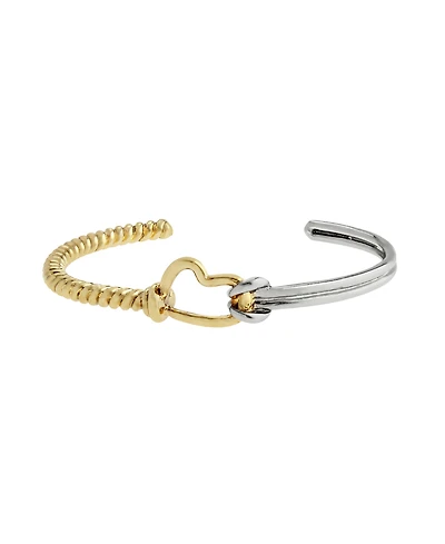 Steve Madden Two Tone Heart Knot Cuff Bracelet