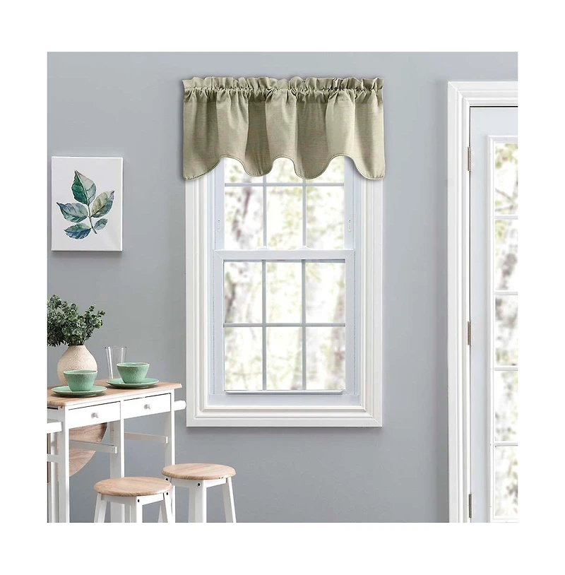 Ellis Curtain Lisa Solid Color Poly Cotton Duck Fabric Lined Scallop Valance 58" x 15" Mist