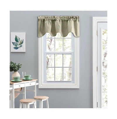 Ellis Curtain Lisa Solid Color Poly Cotton Duck Fabric Lined Scallop Valance 58" x 15" Mist