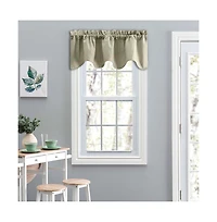 Ellis Curtain Lisa Solid Color Poly Cotton Duck Fabric Lined Scallop Valance 58" x 15" Mist