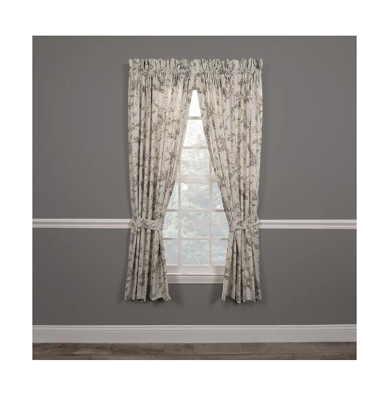 Ellis Curtain Abigail 100 Percent High Quality 2-Piece Window Rod Pocket Panel Pairs With 2 Tie Backs
