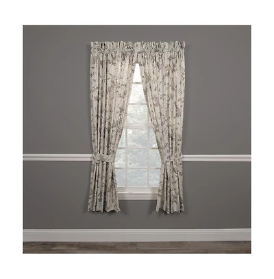Ellis Curtain Abigail 100 Percent High Quality 2-Piece Window Rod Pocket Panel Pairs With 2 Tie Backs