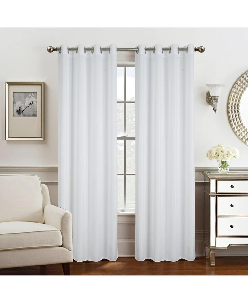 Olivia Gray Gilbert 100% Polyester Solid Single Grommet Curtain Panel Pair 54"x84" White