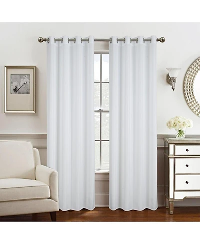 Olivia Gray Gilbert 100% Polyester Solid Single Grommet Curtain Panel Pair 54"x84" White