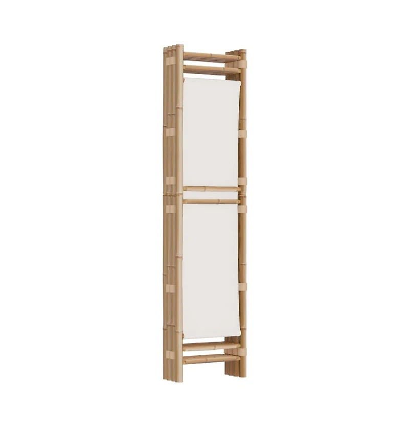 vidaXL Folding 4-Panel Room Divider 63" Bamboo and Canvas
