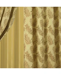 Olivia Gray Ramallah Trading Palm Floral Textured Jacquard Single Rod Pocket Curtain Panel - 54 x 84, Gold