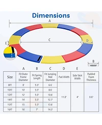 Skonyon 15 Ft Trampoline Pad Replacement Safety Pad with Fixing Straps (Multicolor)