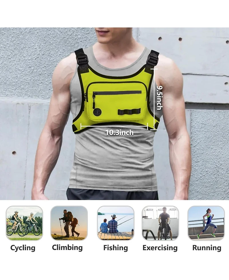 Lightweight Running Chest Pack: Outdoor Sports Vest Bag with Phone Holder for Cycling, Hiking, Workout, Skiing - Men & Women (Lemon