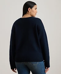 Lauren Ralph Plus Cotton Crest Long-Sleeve Sweater