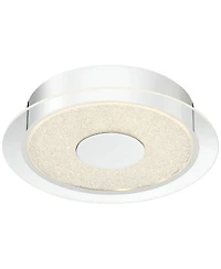 Possini Euro Design Crystal Sand Modern Ceiling Light Flush-Mount Fixture 11" Wide Chrome Led Round Clear Acrylic Ring for Bedroom Kitchen Living Room