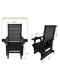 Mega Casa Patio Glider with Cup Holders, High Roll Back and Deep Contoured Seat, Heavy Duty 600 Lbs (1-Seater)