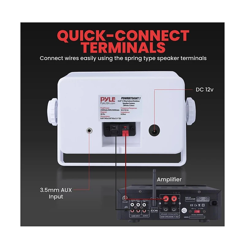 Pyle 5.25” 2-Way Bluetooth Indoor/Outdoor Speaker System (PDWRBT56WT.1)