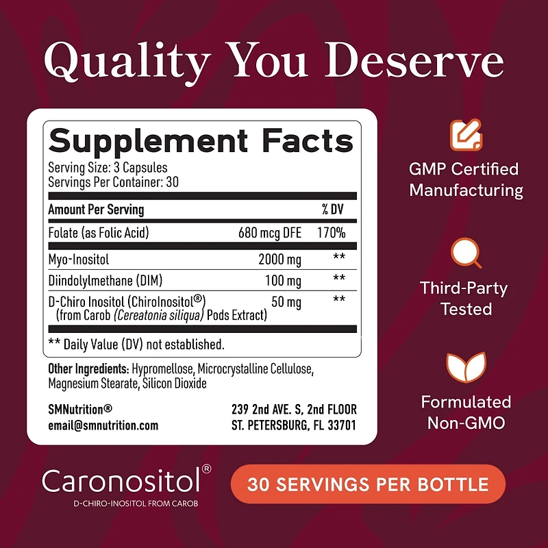 SMNutrition Inositol+Dim+Folate Capsules, 90ct