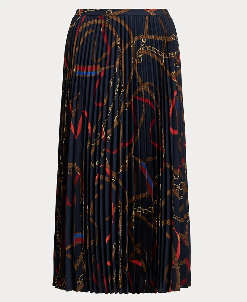 Lauren Ralph Women's Belting-Print Pleated Midi Skirt