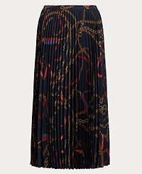 Lauren Ralph Women's Belting-Print Pleated Midi Skirt