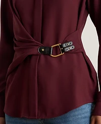 Lauren Ralph Women's Buckle Trim Top