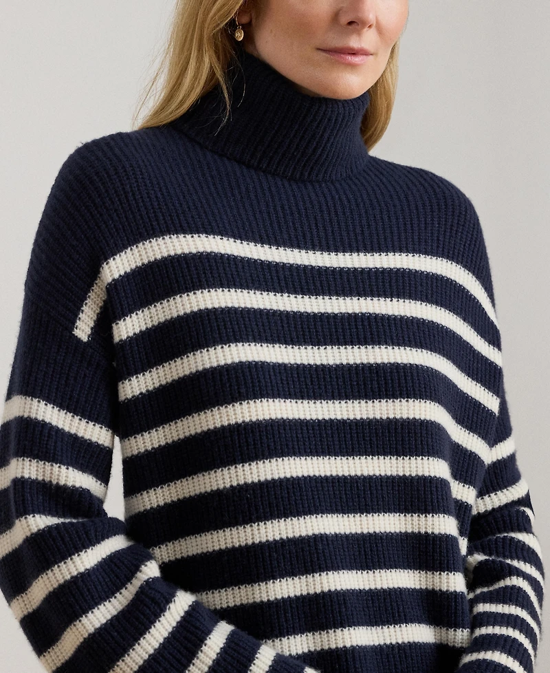 Lauren Ralph Women's Striped Turtleneck Dress