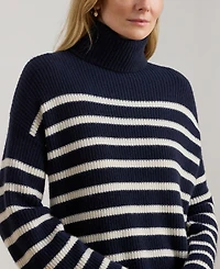 Lauren Ralph Women's Striped Turtleneck Dress
