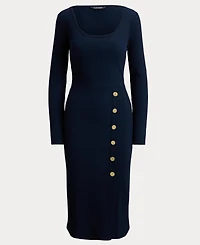 Lauren Ralph Women's Button Trim Rib Knit Dress