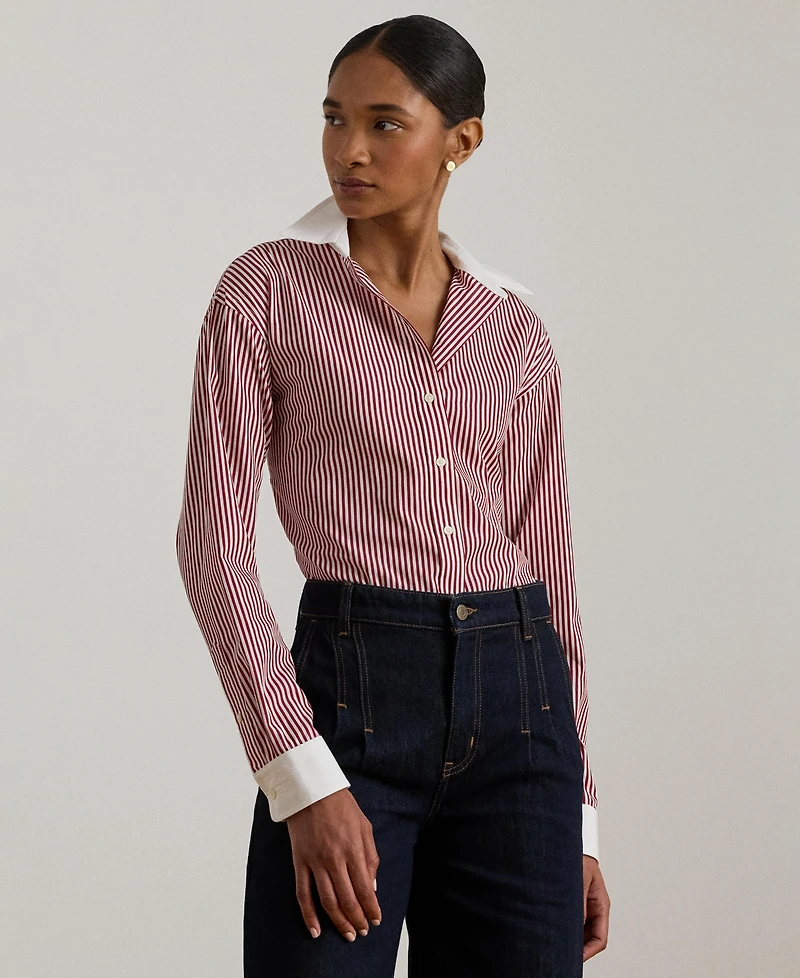 Lauren Ralph Women's Striped Broadcloth Shirt