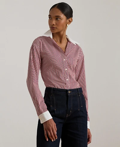 Lauren Ralph Women's Striped Broadcloth Shirt