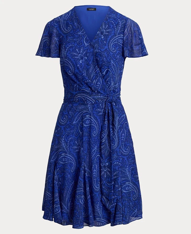 Lauren Ralph Women's Crinkled Surplice Dress