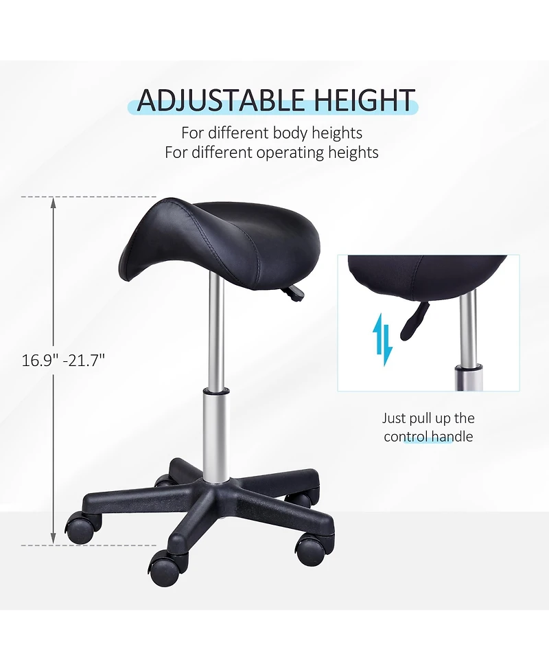 Homcom Adjustable Hydraulic Rolling Salon Stool Swivel Saddle Stool Spa Beauty - Style 2