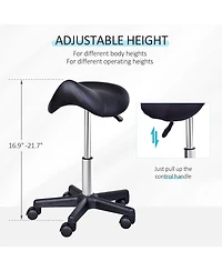 Homcom Adjustable Hydraulic Rolling Salon Stool Swivel Saddle Stool Spa Beauty - Style 2