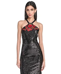 Eliza J Women's Social Sequined Halter Neck Dress